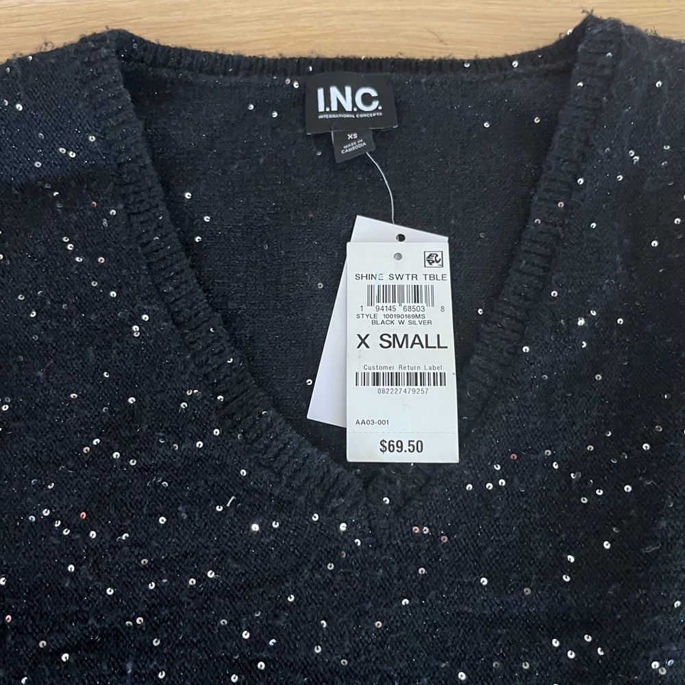 I.N.C. Black Sequin Sweater